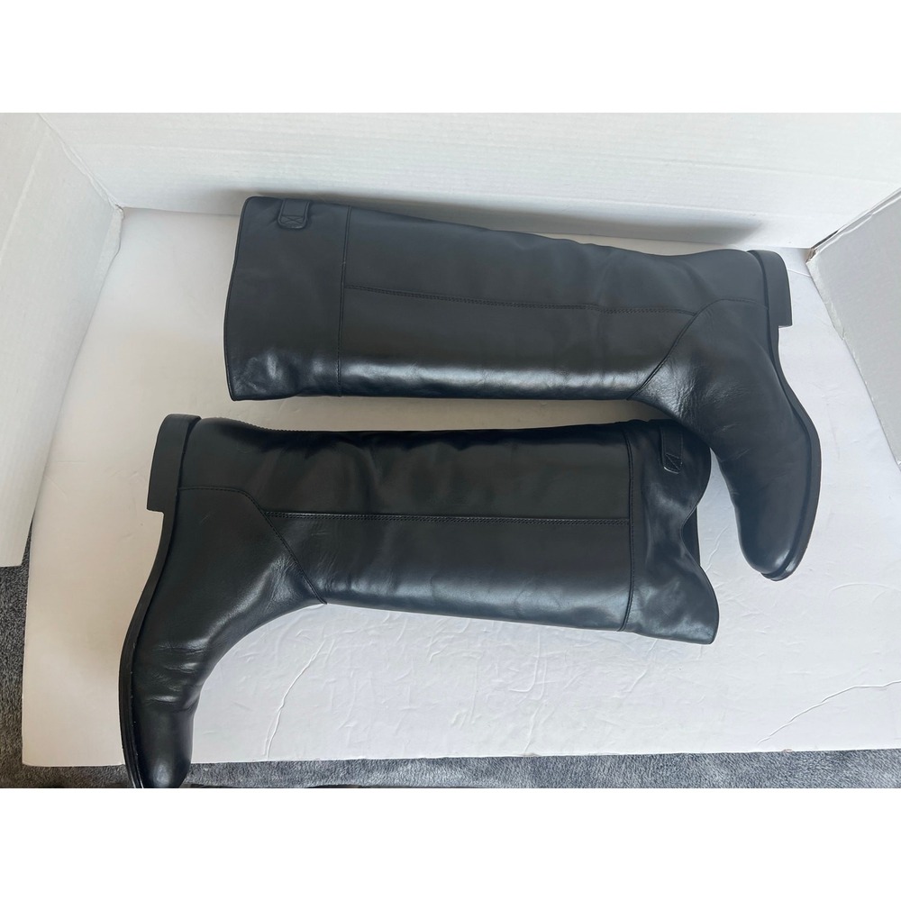 Coach Maely Soft Black Leather Knee High Riding Gold Buckle Accent Boots Sz 8.5 - Picture 6 of 16